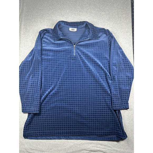 Diane Von Furstenberg The Color Authority Blue 1/4 Zip Sweater Size 1X - Picture 1 of 6